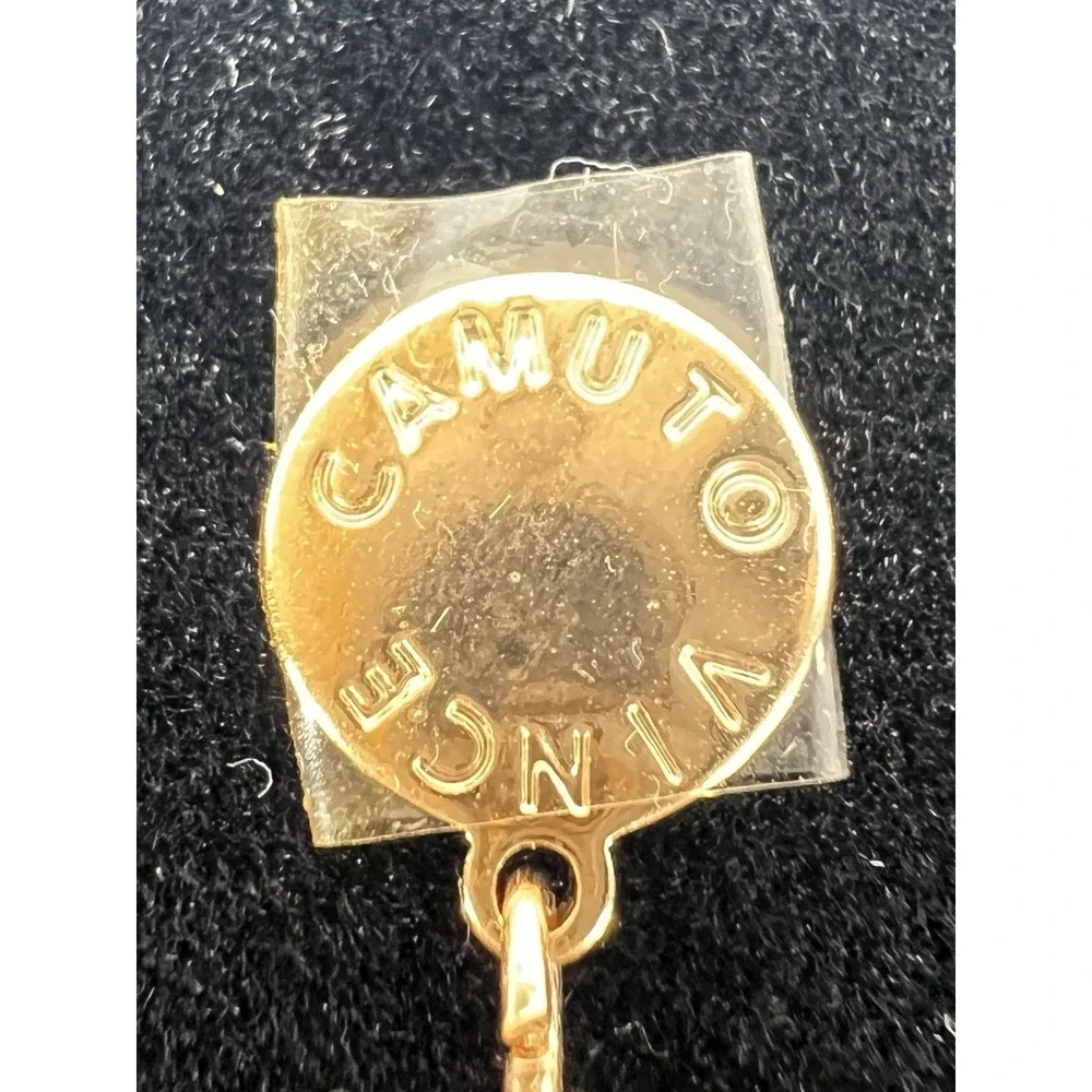 Vince Camuto‎ Gold Tone Blue Crystal Bar Pendant Necklace 20.5